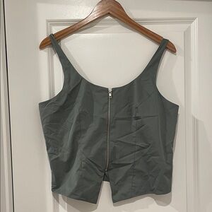 Abercrombie & Fitch green Zip-Up tank top large